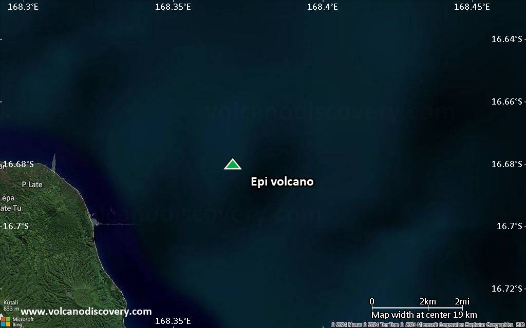 Satellite/aerial-type map of Epi volcano (scale of approx. 10-20 km)