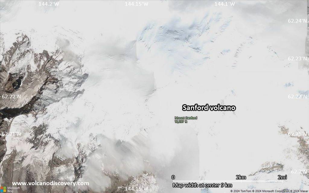 Satellite/aerial-type map of Sanford volcano (scale of approx. 10-20 km)