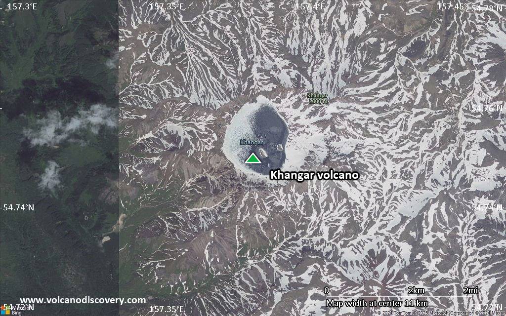 Satellite/aerial-type map of Khangar volcano (scale of approx. 10-20 km)