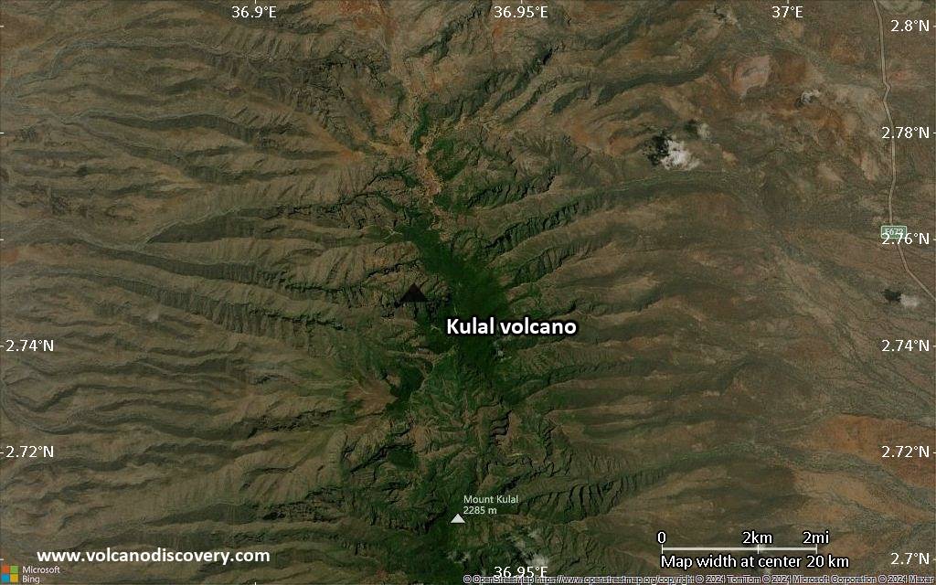 Satellite/aerial-type map of Kulal volcano (scale of approx. 10-20 km)