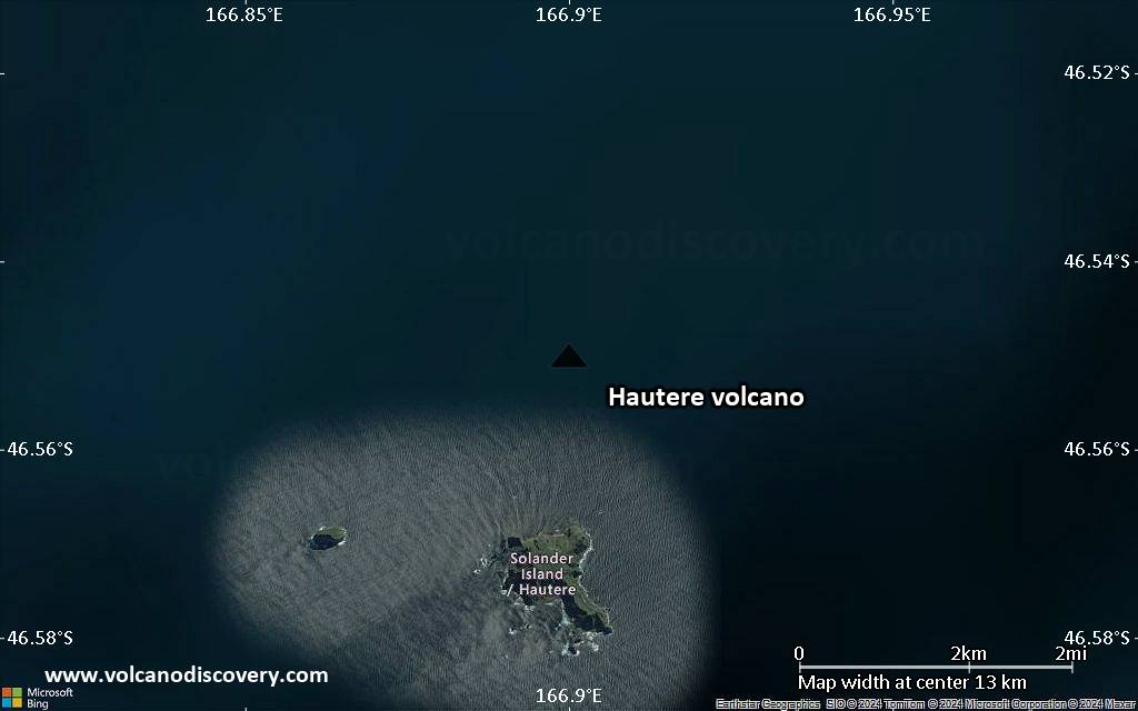 Satellite/aerial-type map of Hautere volcano (scale of approx. 10-20 km)