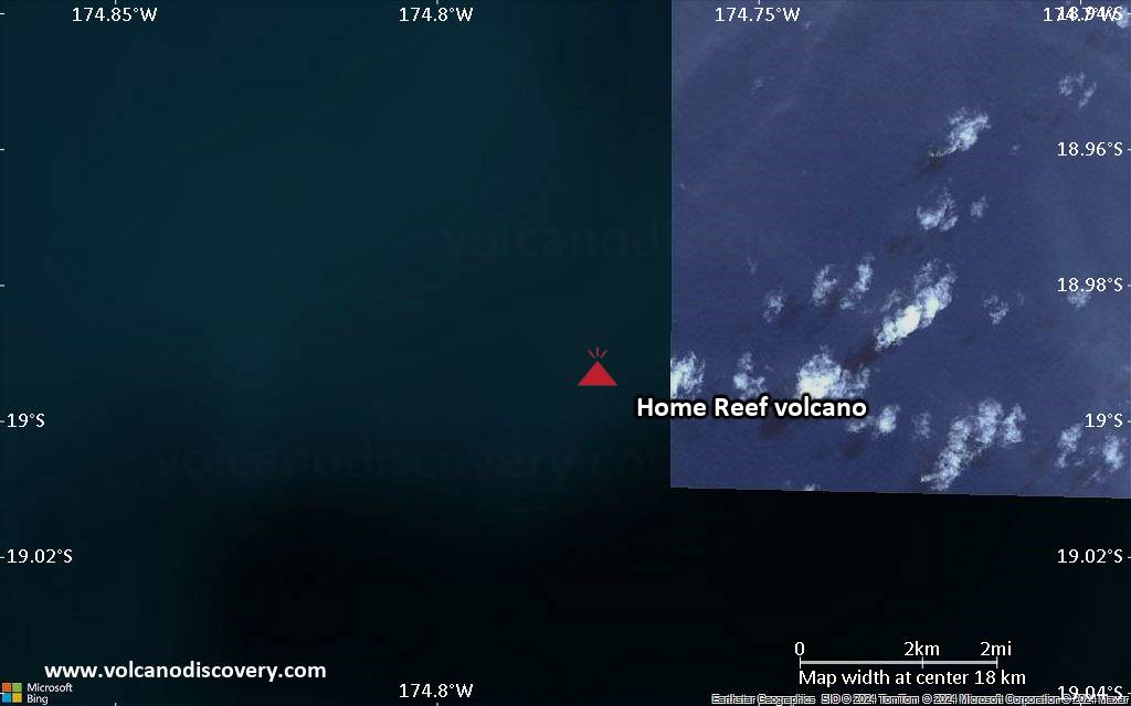 Satellite/aerial-type map of Home Reef volcano (scale of approx. 10-20 km)