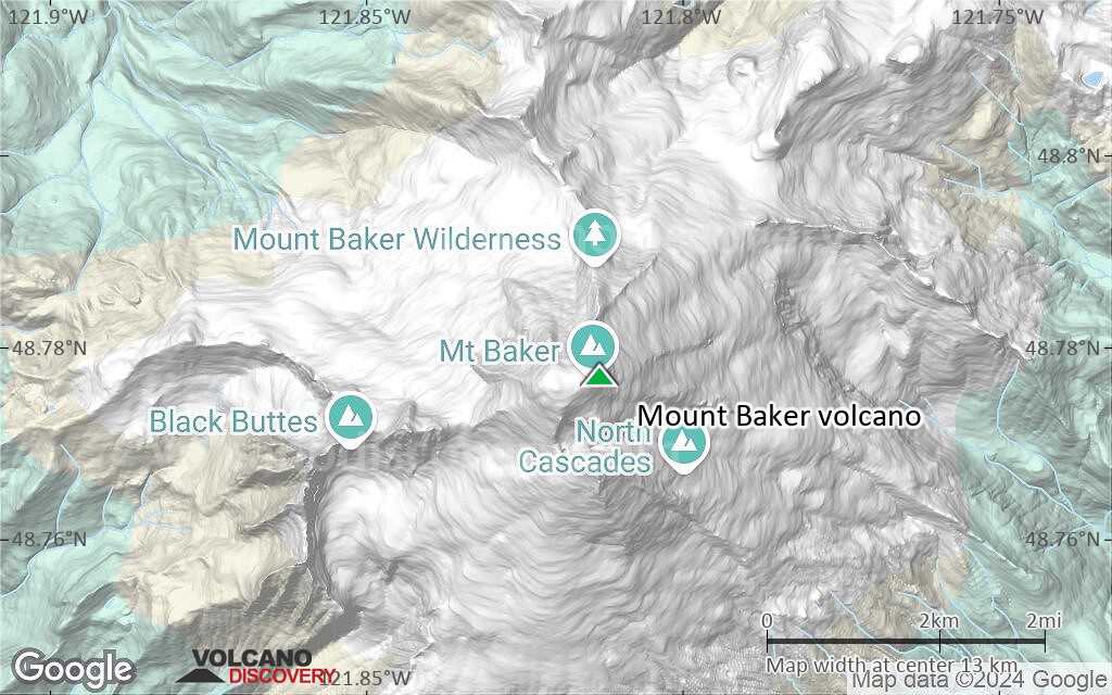 Terrain-type map of Mount Baker volcano (scale of approx. 10-20 km)