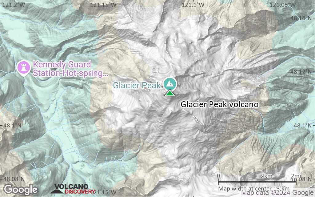 Terrain-type map of Glacier Peak volcano (scale of approx. 10-20 km)
