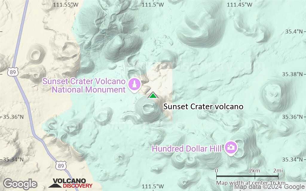 Terrain-type map of Sunset Crater volcano (scale of approx. 10-20 km)