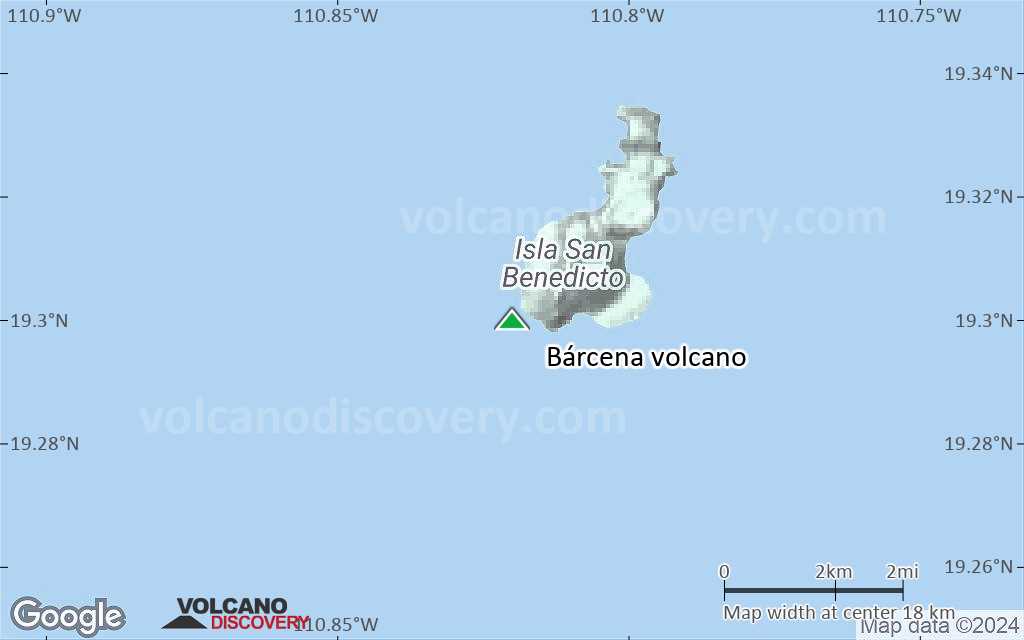 Terrain-type map of Bárcena volcano (scale of approx. 10-20 km)