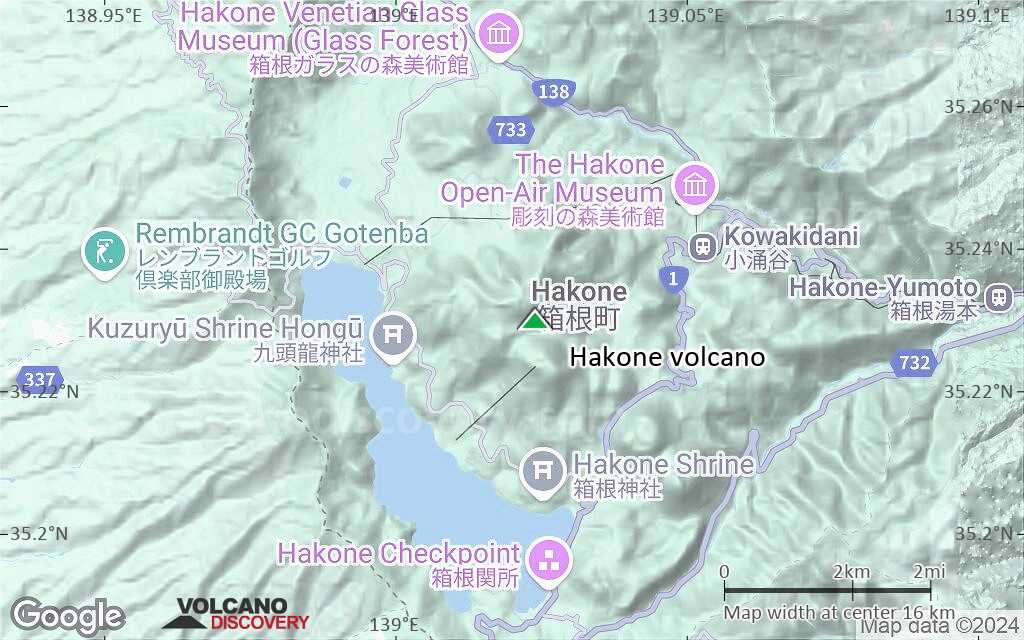 Terrain-type map of Hakone volcano (scale of approx. 10-20 km)