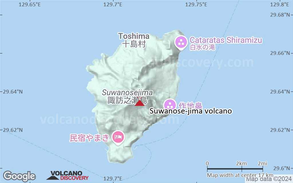 Terrain-type map of Suwanose-jima volcano (scale of approx. 10-20 km)