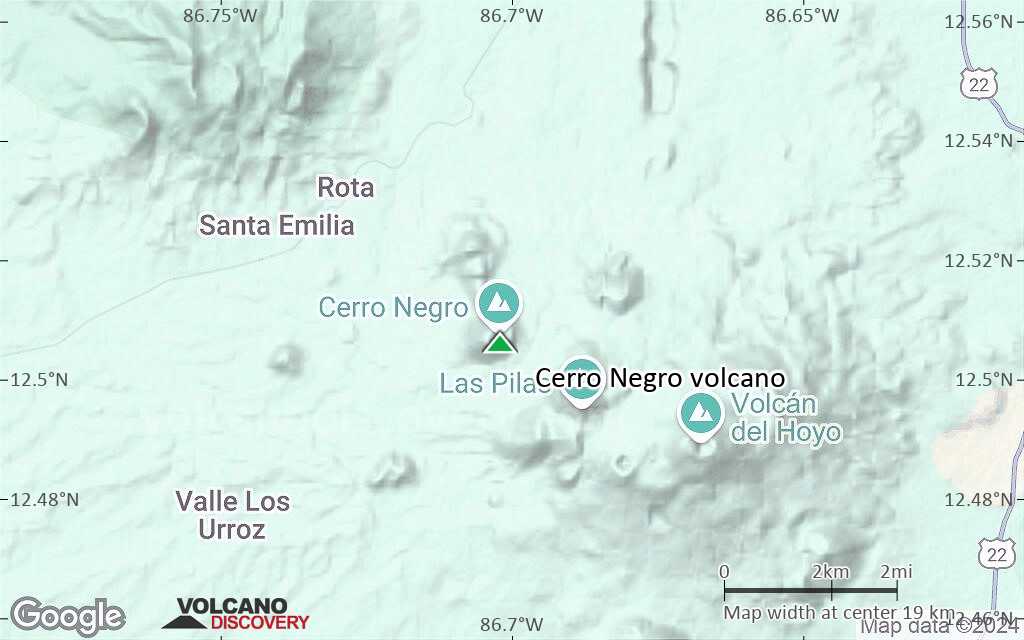 Terrain-type map of Cerro Negro volcano (scale of approx. 10-20 km)
