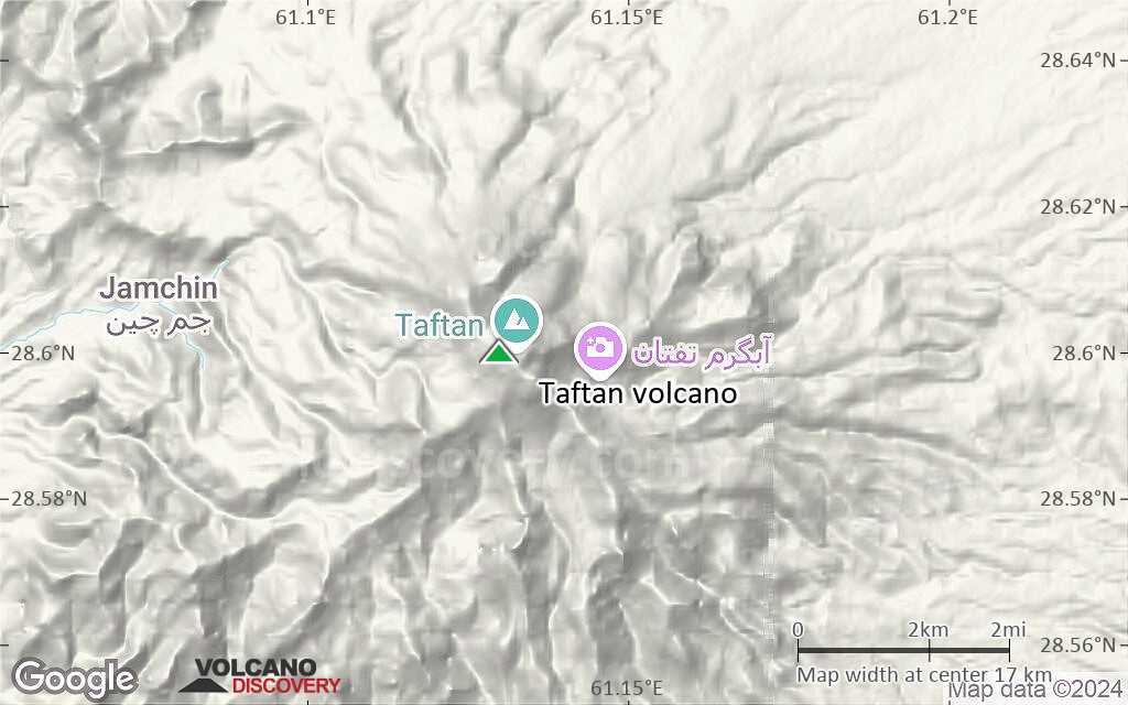 Terrain-type map of Taftan volcano (scale of approx. 10-20 km)