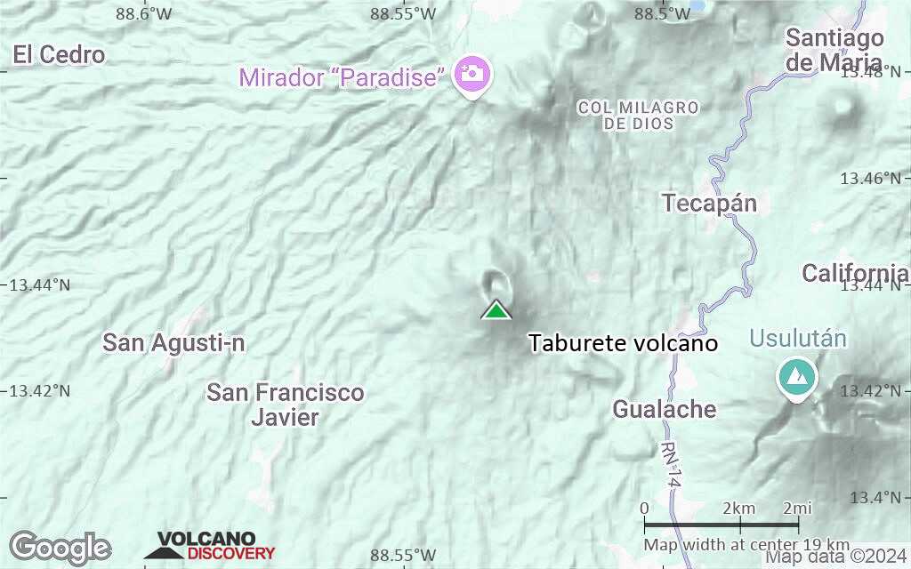 Terrain-type map of Taburete volcano (scale of approx. 10-20 km)