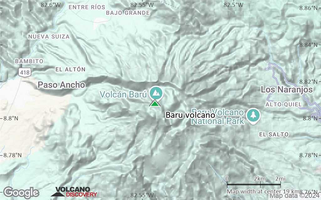 Terrain-type map of Baru volcano (scale of approx. 10-20 km)