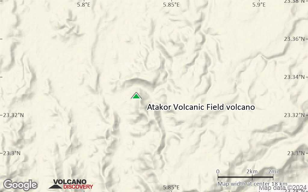 Terrain-type map of Atakor Volcanic Field volcano (scale of approx. 10-20 km)