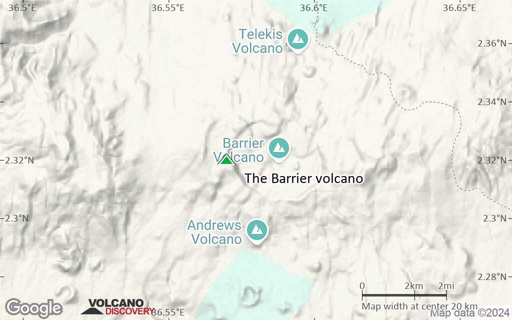Terrain-type map of The Barrier volcano (scale of approx. 10-20 km)