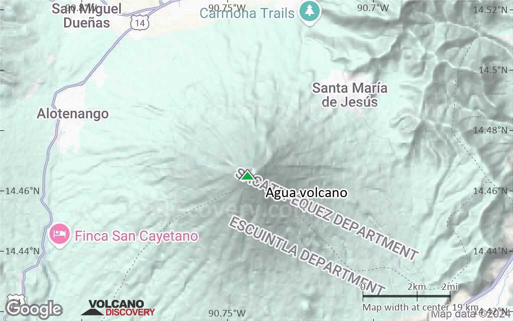 Terrain-type map of Agua volcano (scale of approx. 10-20 km)