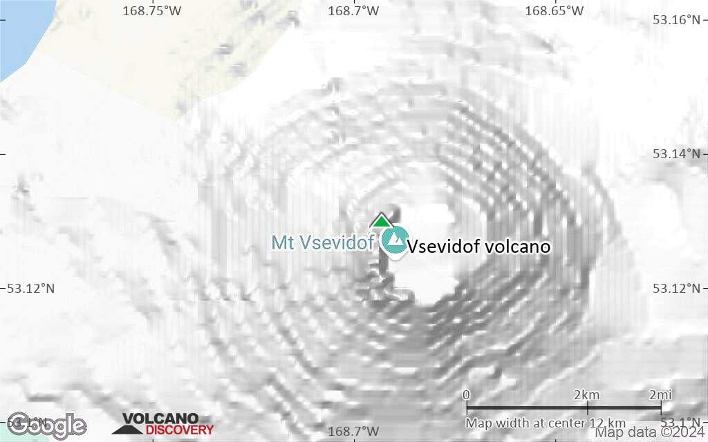 Terrain-type map of Vsevidof volcano (scale of approx. 10-20 km)