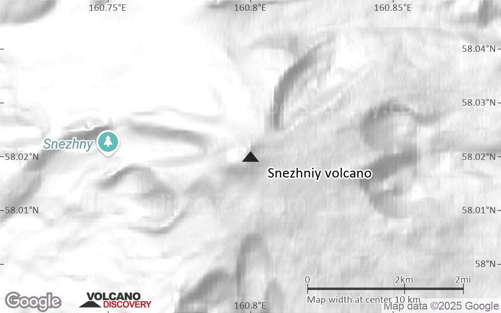 Terrain-type map of Snezhniy volcano (scale of approx. 10-20 km)