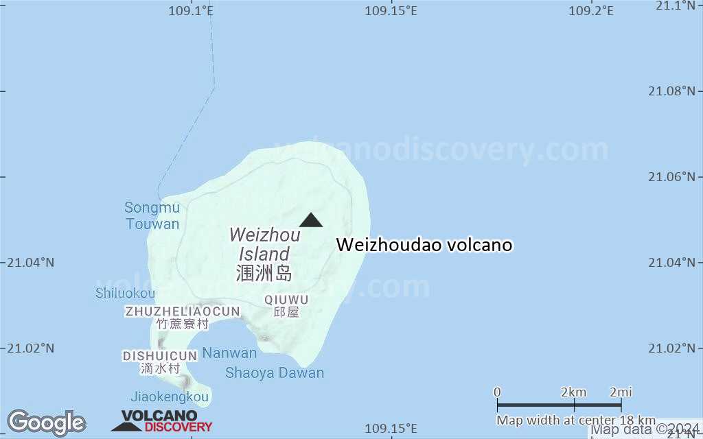 Terrain-type map of Weizhoudao volcano (scale of approx. 10-20 km)