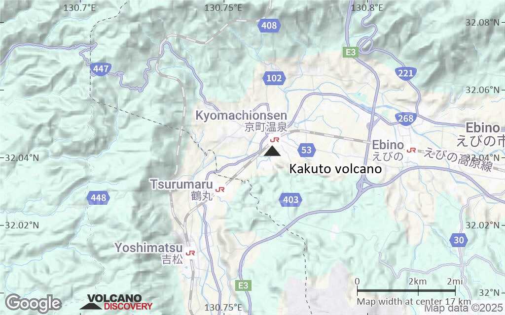 Terrain-type map of Kakuto volcano (scale of approx. 10-20 km)