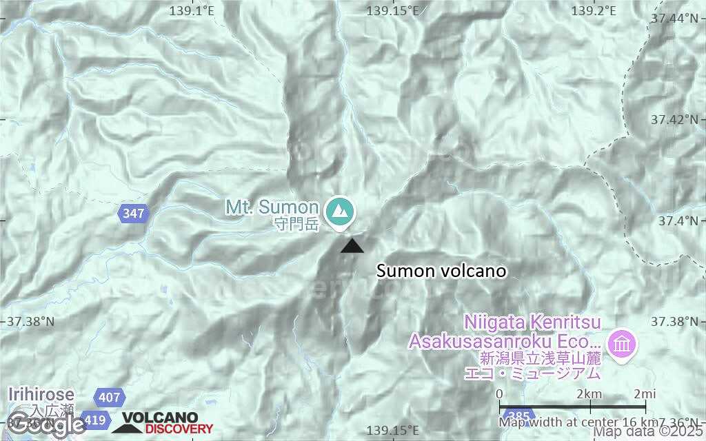 Terrain-type map of Sumon volcano (scale of approx. 10-20 km)