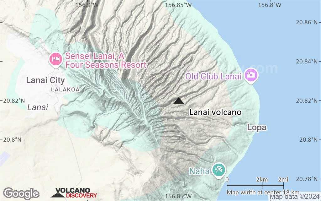 Terrain-type map of Lanai volcano (scale of approx. 10-20 km)