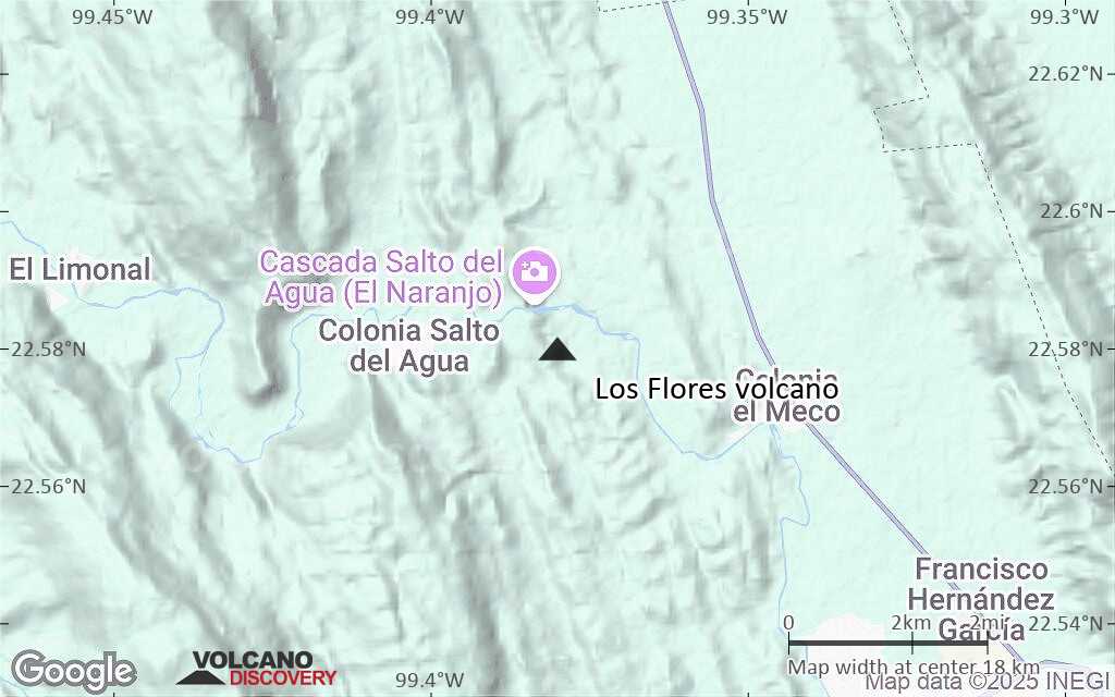 Terrain-type map of Los Flores volcano (scale of approx. 10-20 km)