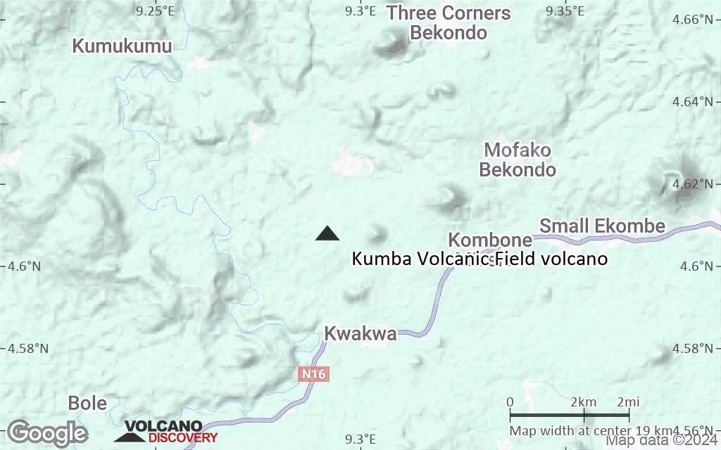 Terrain-type map of Kumba Volcanic Field volcano (scale of approx. 10-20 km)