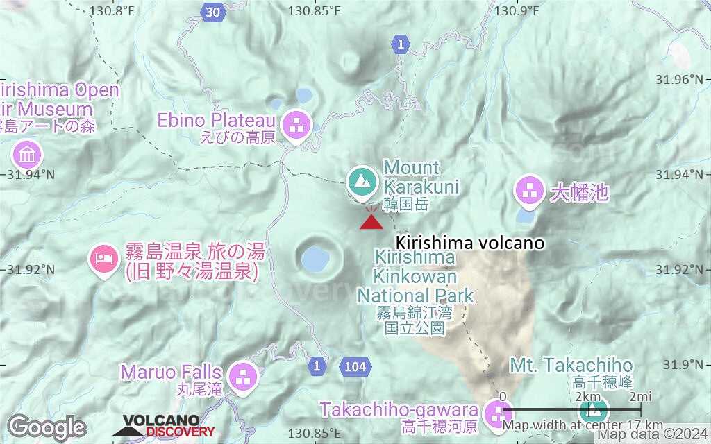 Terrain-type map of Kirishima volcano (scale of approx. 10-20 km)