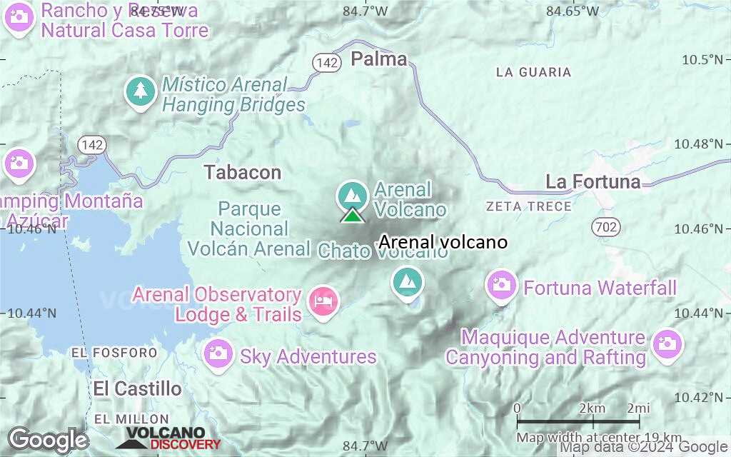 Terrain-type map of Arenal volcano (scale of approx. 10-20 km)