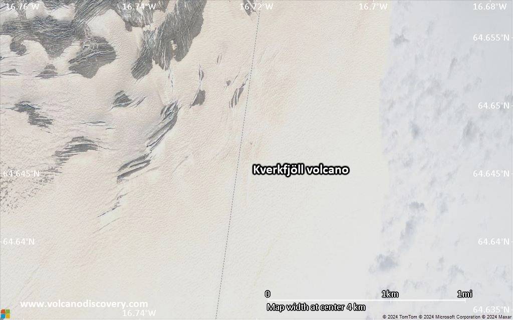 Satellite/aerial-type map of Kverkfjöll volcano (scale of 5-10 km)