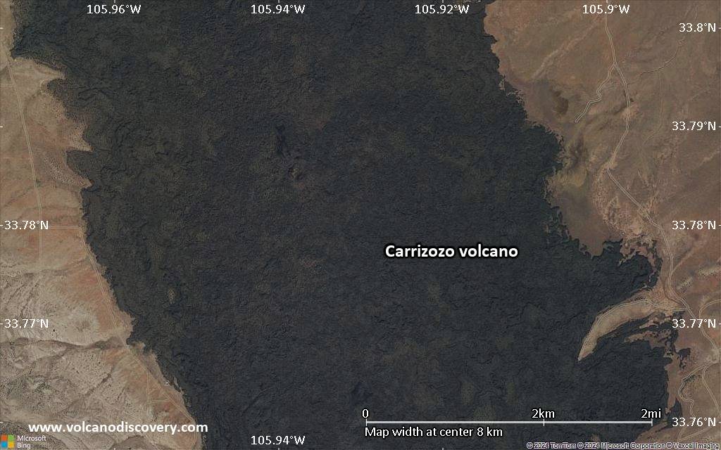Satellite/aerial-type map of Carrizozo volcano (scale of 5-10 km)