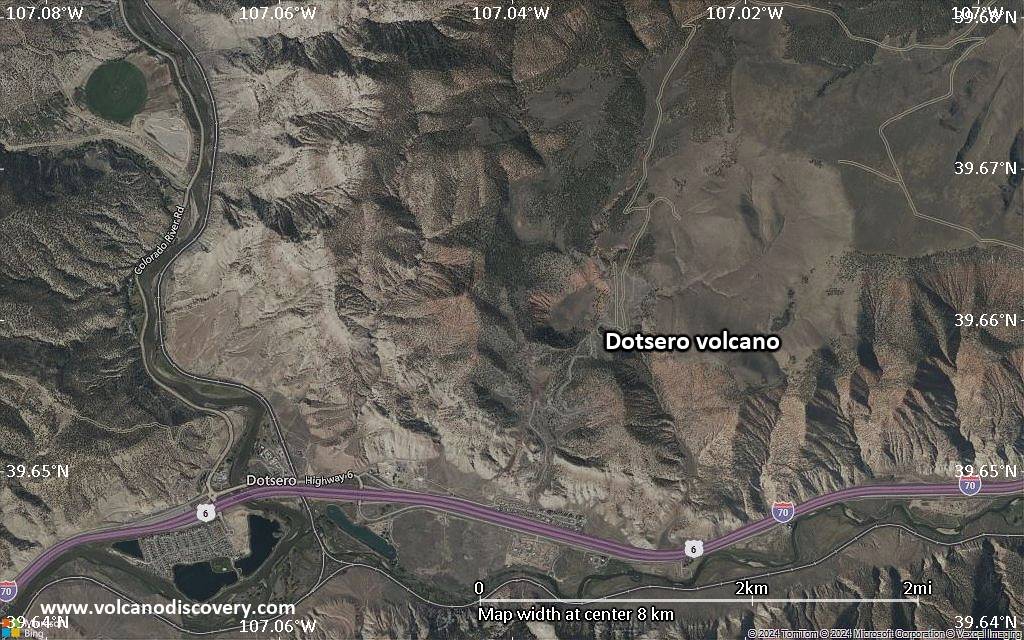 Satellite/aerial-type map of Dotsero volcano (scale of 5-10 km)