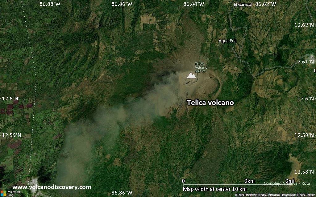 Satellite/aerial-type map of Telica volcano (scale of 5-10 km)