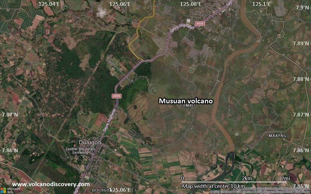 Satellite/aerial-type map of Musuan volcano (scale of 5-10 km)