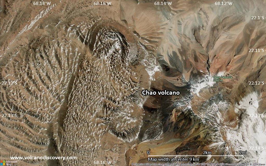Satellite/aerial-type map of Chao volcano (scale of 5-10 km)