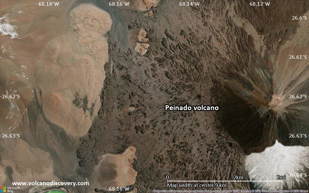 Satellite/aerial-type map of Peinado volcano (scale of 5-10 km)