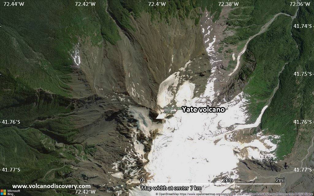 Satellite/aerial-type map of Yate volcano (scale of 5-10 km)