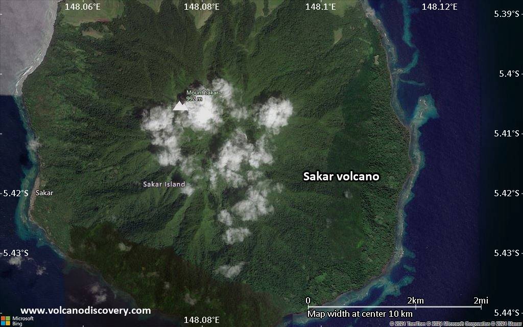 Satellite/aerial-type map of Sakar volcano (scale of 5-10 km)