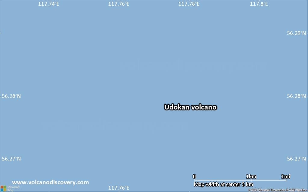 Satellite/aerial-type map of Udokan volcano (scale of 5-10 km)