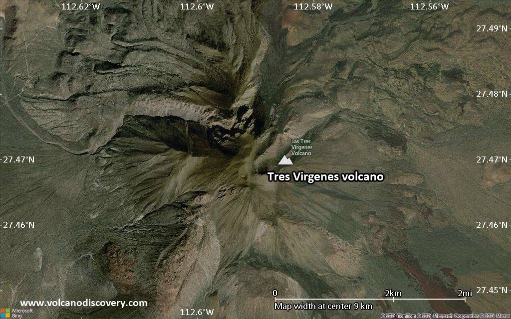Satellite/aerial-type map of Tres Virgenes volcano (scale of 5-10 km)