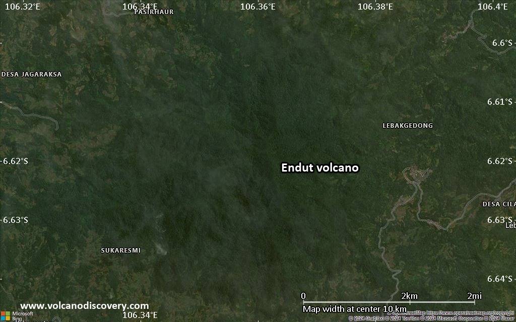 Satellite/aerial-type map of Endut volcano (scale of 5-10 km)