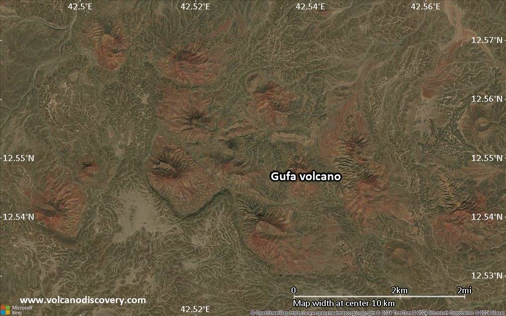 Satellite/aerial-type map of Gufa volcano (scale of 5-10 km)