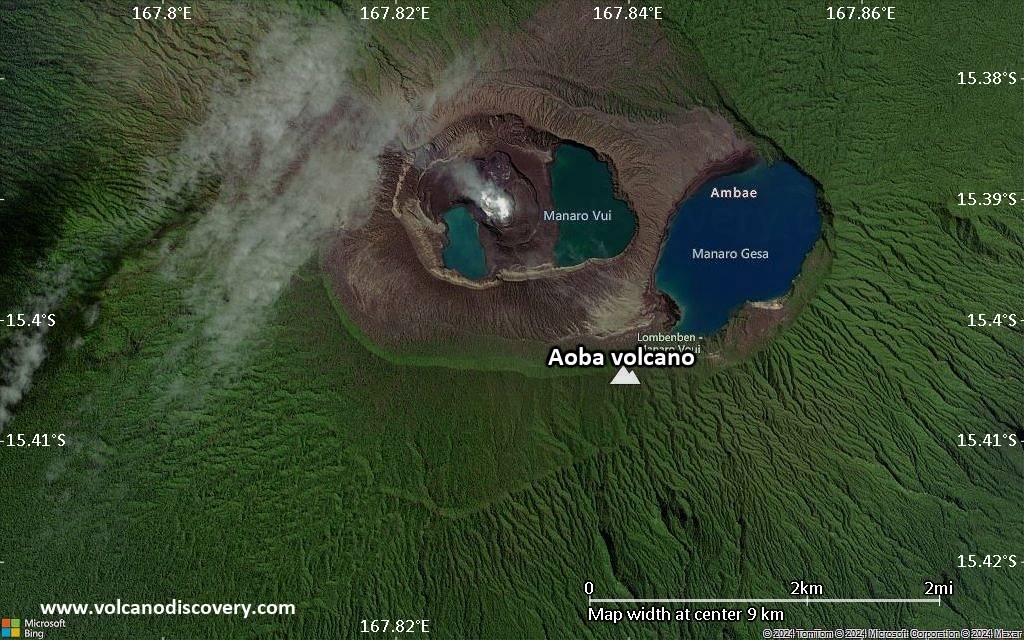 Satellite/aerial-type map of Aoba volcano (scale of 5-10 km)