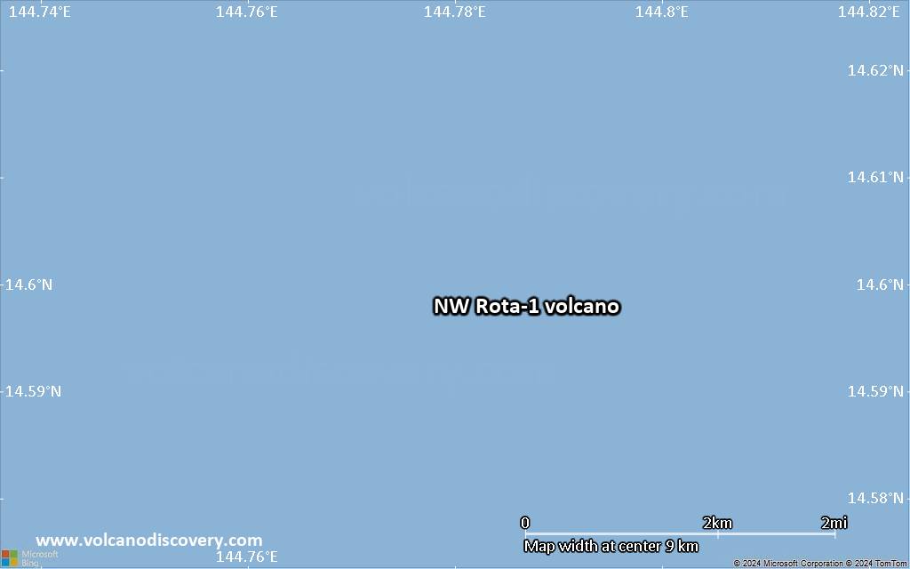 Satellite/aerial-type map of NW Rota-1 volcano (scale of 5-10 km)