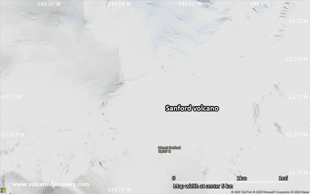 Satellite/aerial-type map of Sanford volcano (scale of 5-10 km)