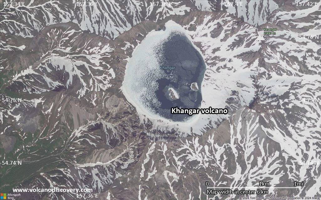 Satellite/aerial-type map of Khangar volcano (scale of 5-10 km)