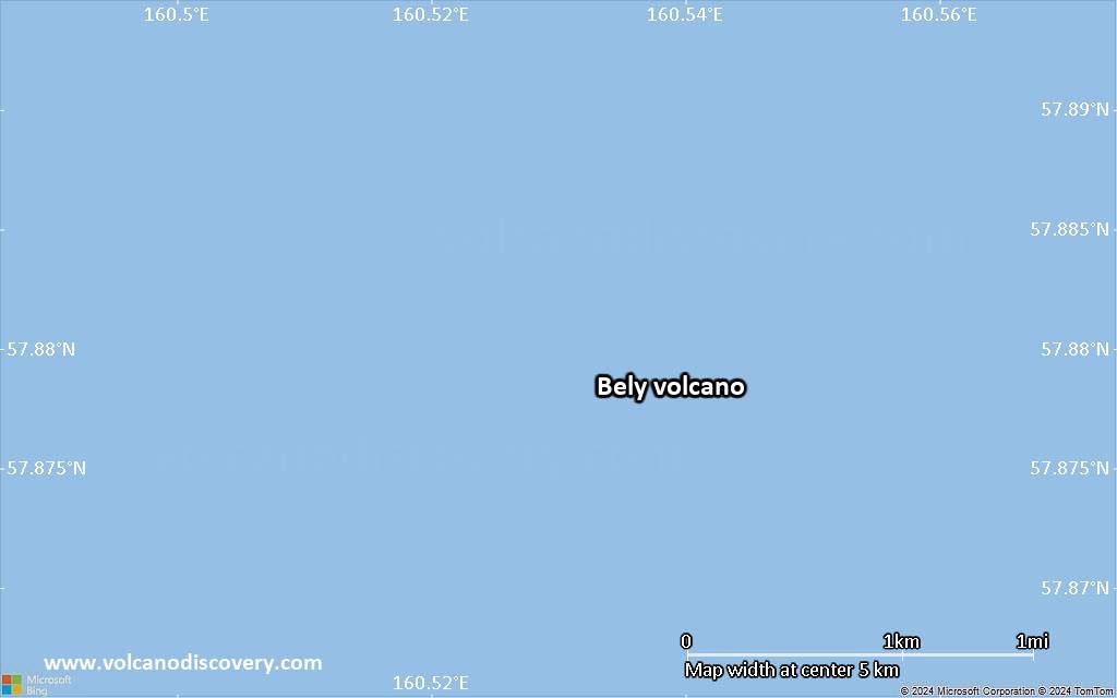 Satellite/aerial-type map of Bely volcano (scale of 5-10 km)