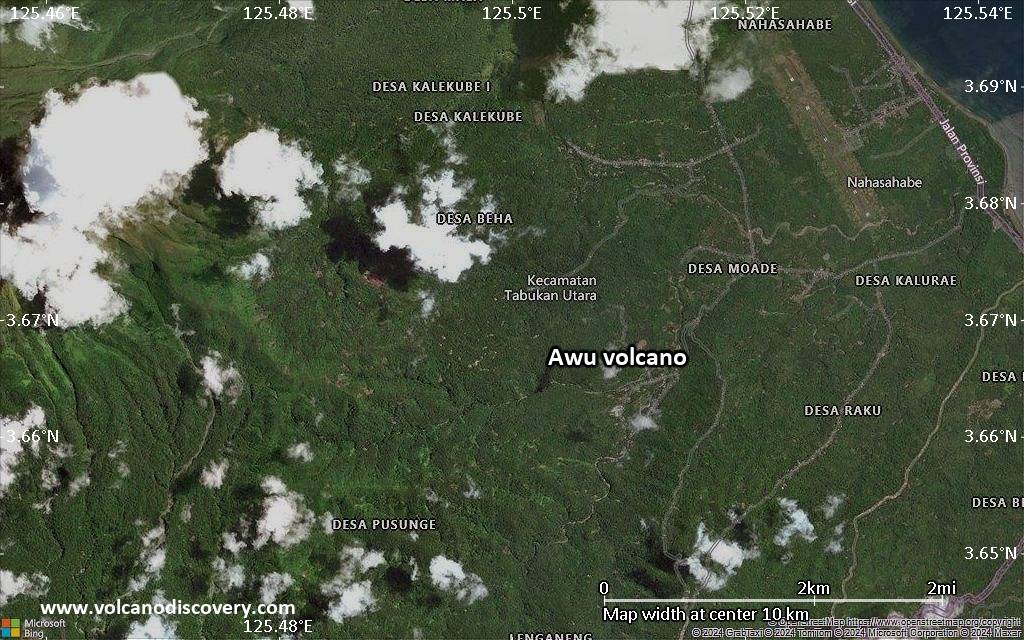 Satellite/aerial-type map of Awu volcano (scale of 5-10 km)