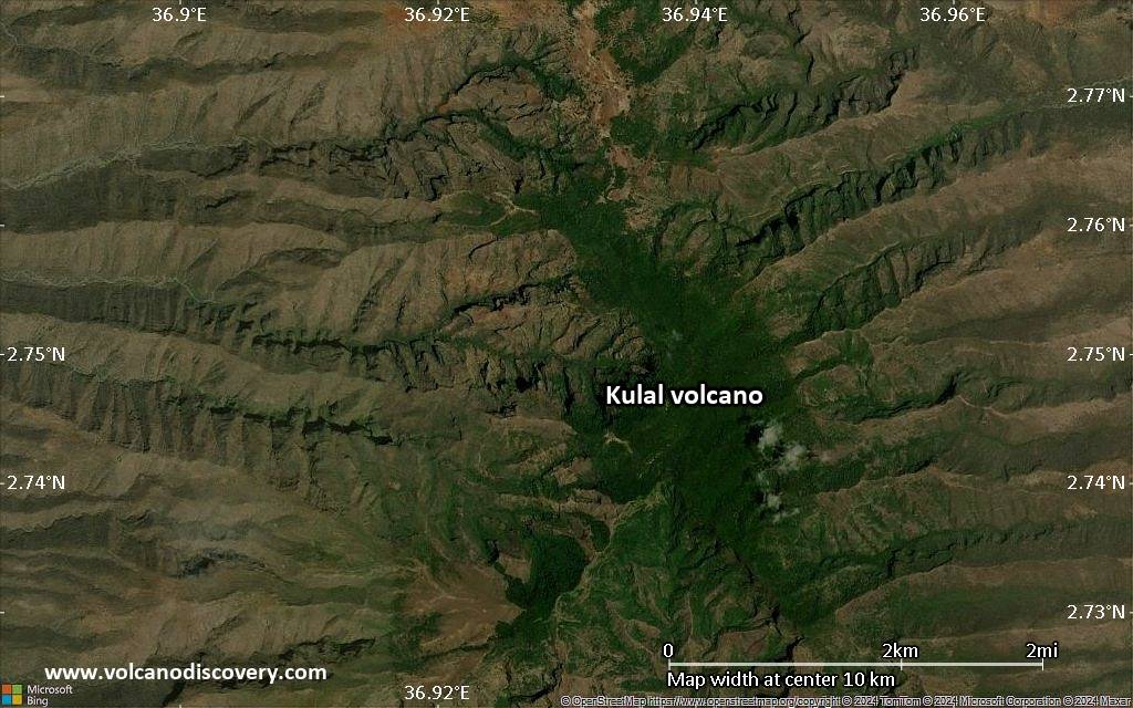 Satellite/aerial-type map of Kulal volcano (scale of 5-10 km)