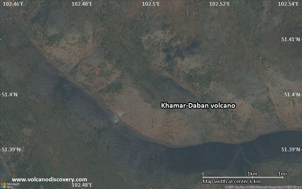 Satellite/aerial-type map of Khamar-Daban volcano (scale of 5-10 km)